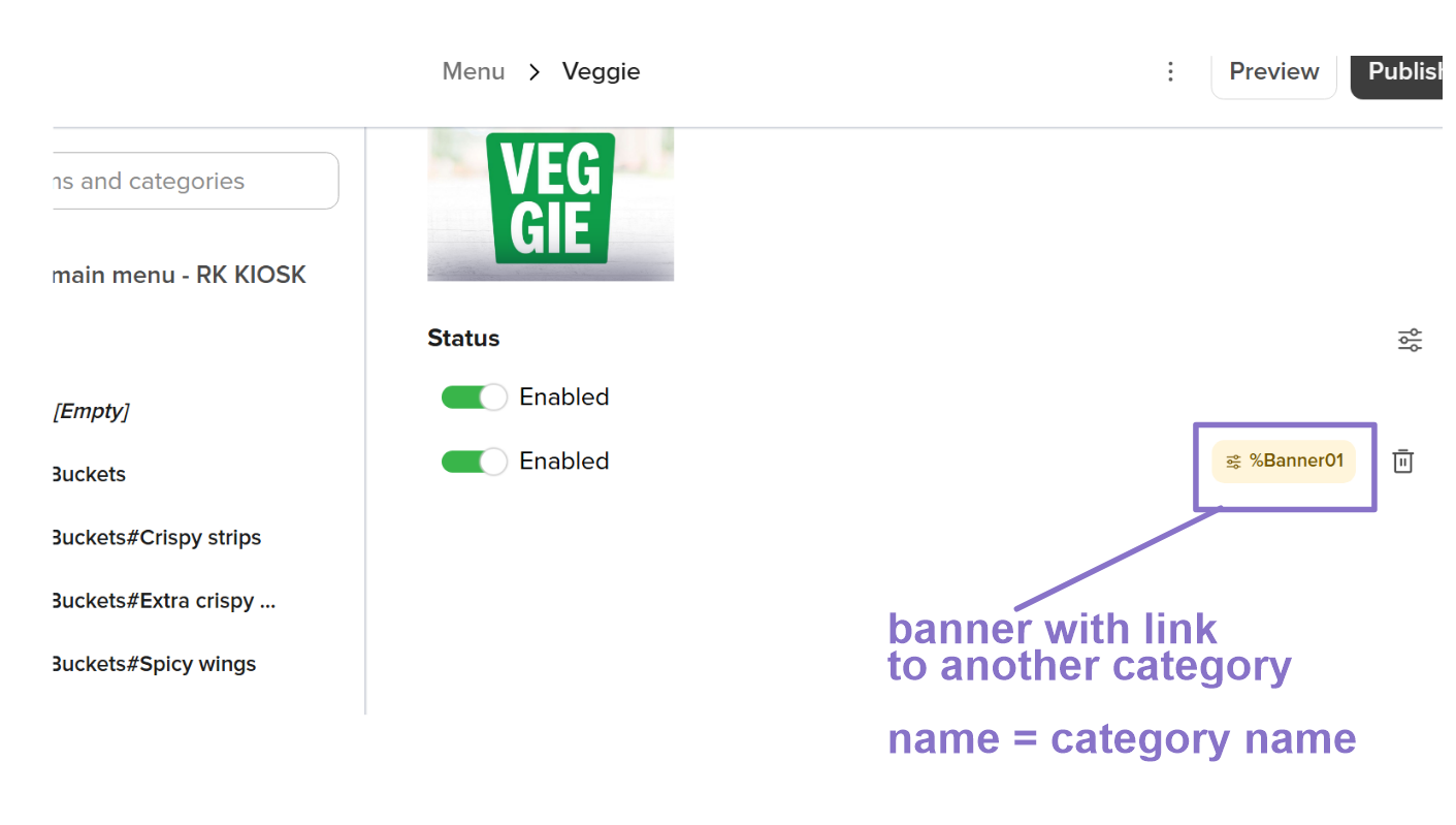 Banners in categories — How you fill it out in Deliverect