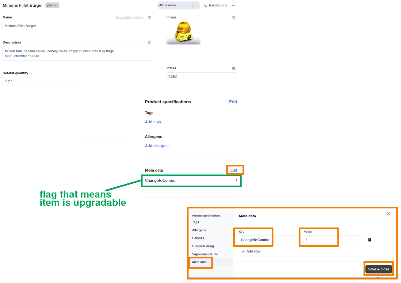 Upgrade to combo — How you fill it out in Deliverect
