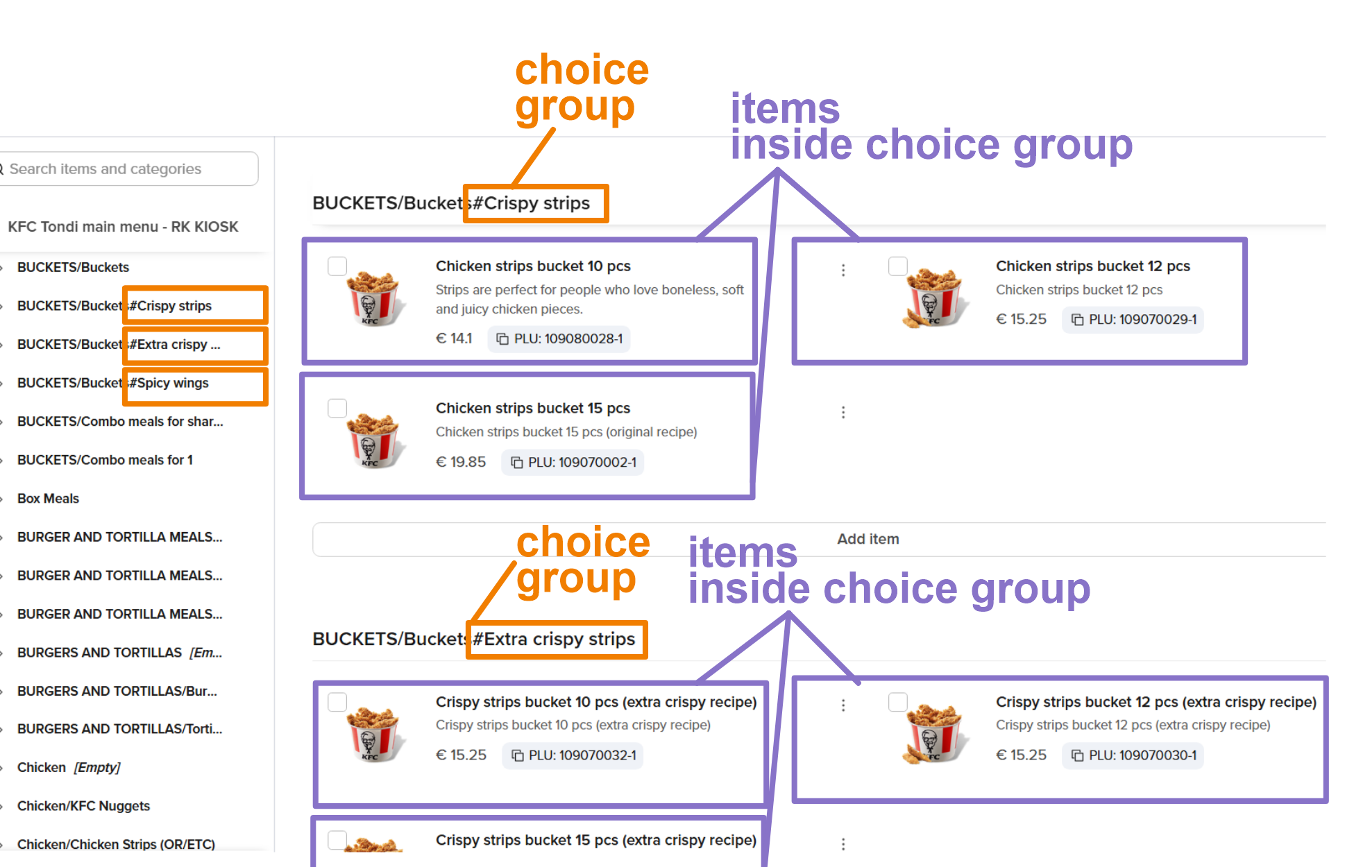 Choice groups — How you fill it out in Deliverect
